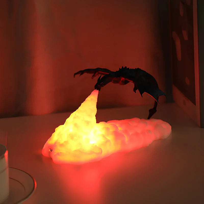 Lampe LED Flamme de Dragon - Éclairage Ambiant Mythique et Décoratif