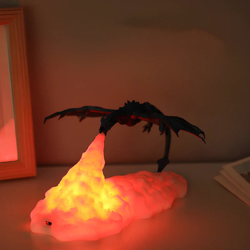 Lampe LED Flamme de Dragon - Éclairage Ambiant Mythique et Décoratif