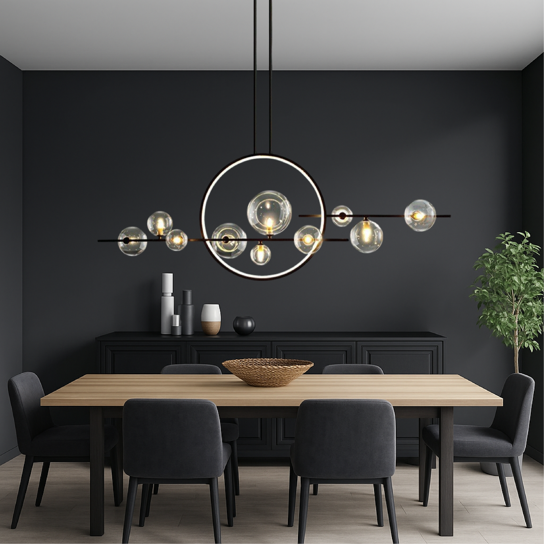 Lustre en Verre Moderne pour Cuisine - Éclairage Élégant et Accueillant