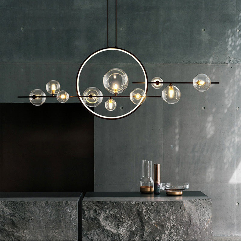 Lustre en Verre Moderne pour Cuisine - Éclairage Élégant et Accueillant