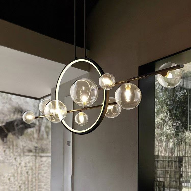 Lustre en Verre Moderne pour Cuisine - Éclairage Élégant et Accueillant