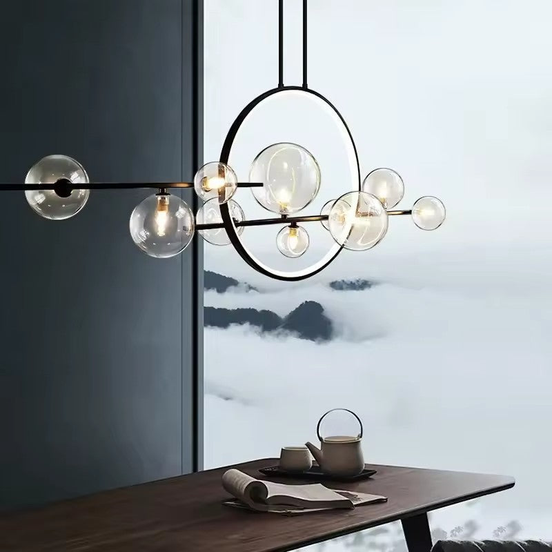 Lustre en Verre Moderne pour Cuisine - Éclairage Élégant et Accueillant