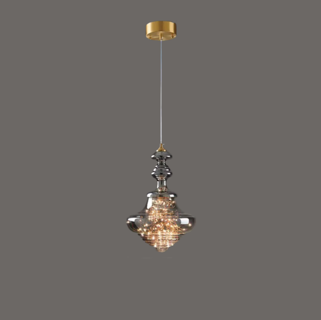 Lampe Suspendue Grise Design Élégant - Éclairage Ambiance et Matériaux Luxueux