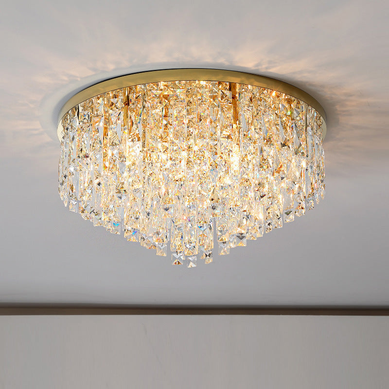 Lustre de Plafond en Cristal - Élégance Contemporaine et Luminosité chaleureuse