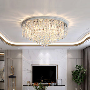 Lustre de Plafond en Cristal - Élégance Contemporaine et Luminosité chaleureuse
