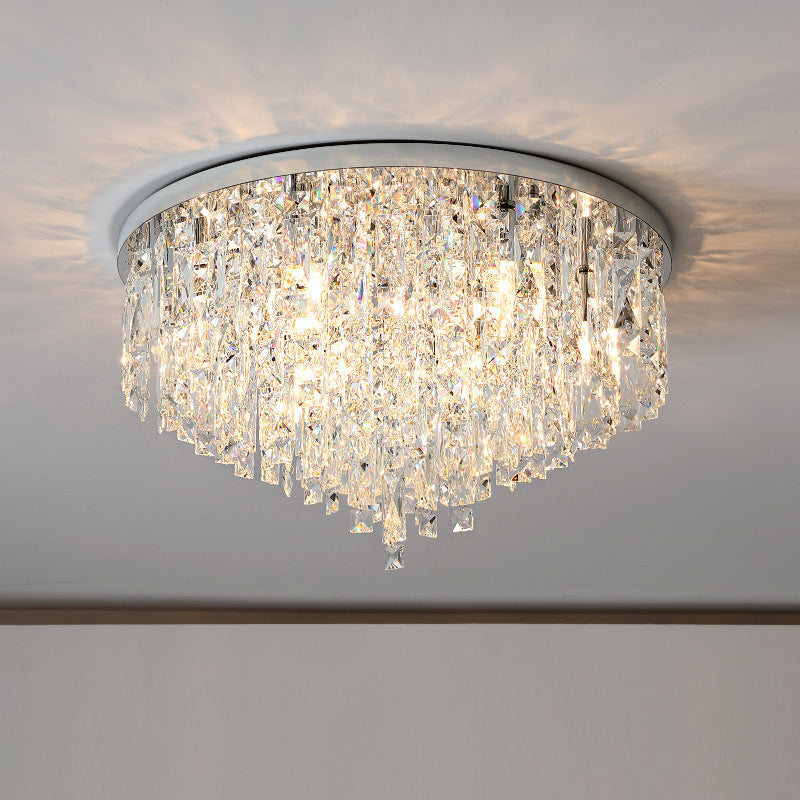 Lustre de Plafond en Cristal - Élégance Contemporaine et Luminosité chaleureuse