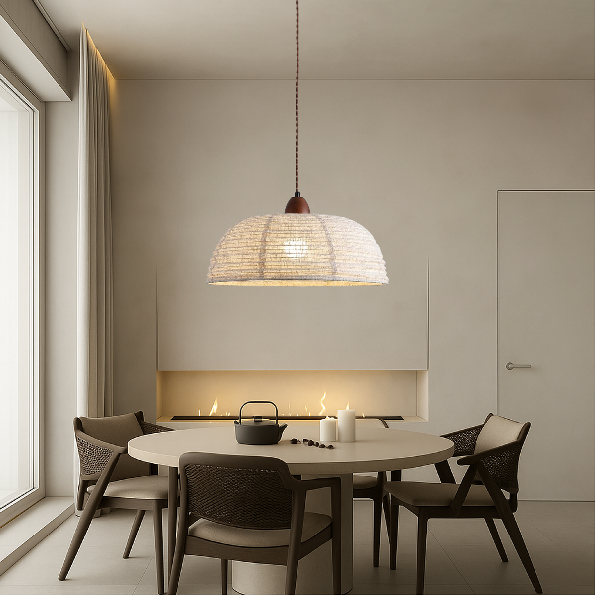Lampe Suspendue en Tissu Scandinave - Ambiance Chaleureuse et Contemporaine