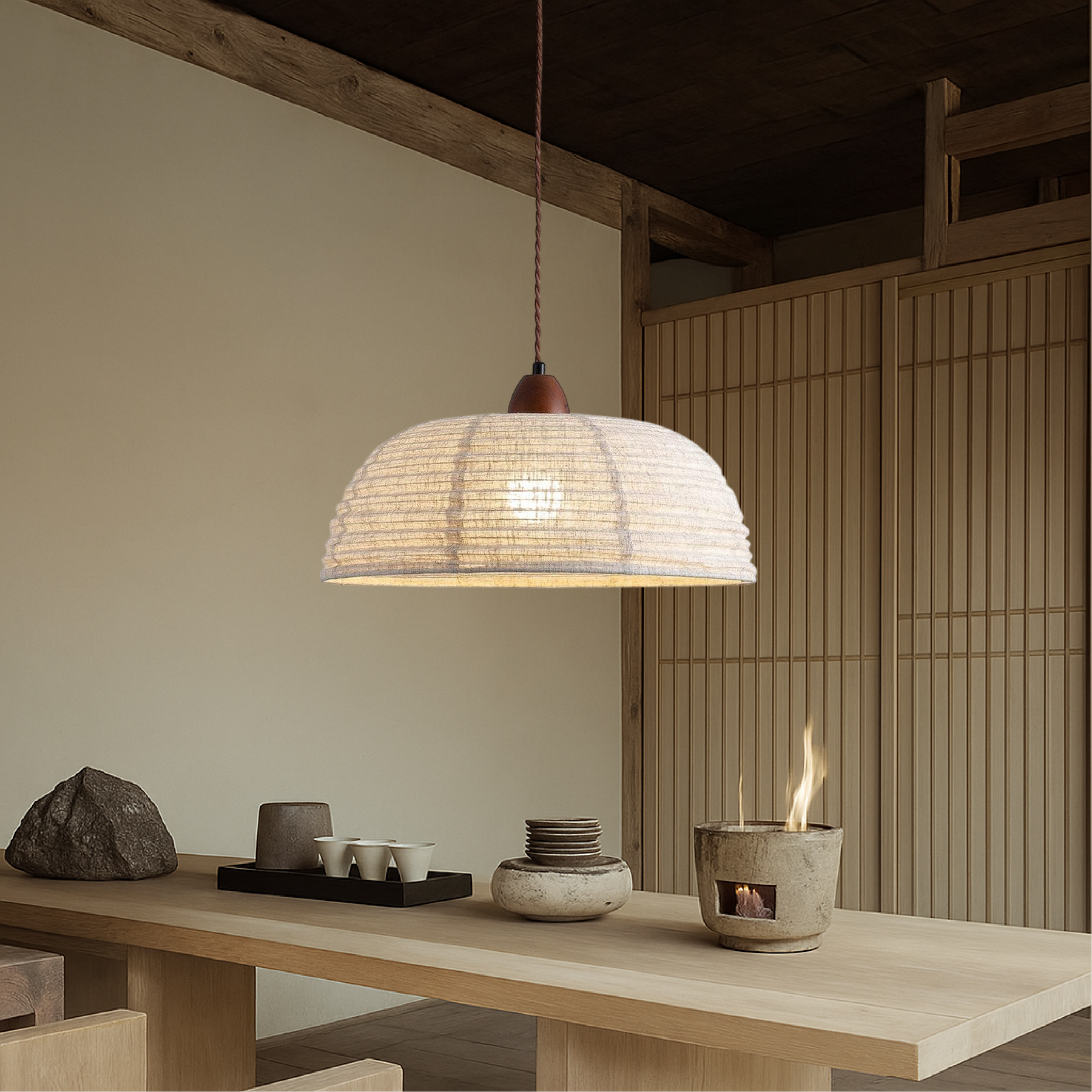Lampe Suspendue en Tissu Scandinave - Ambiance Chaleureuse et Contemporaine