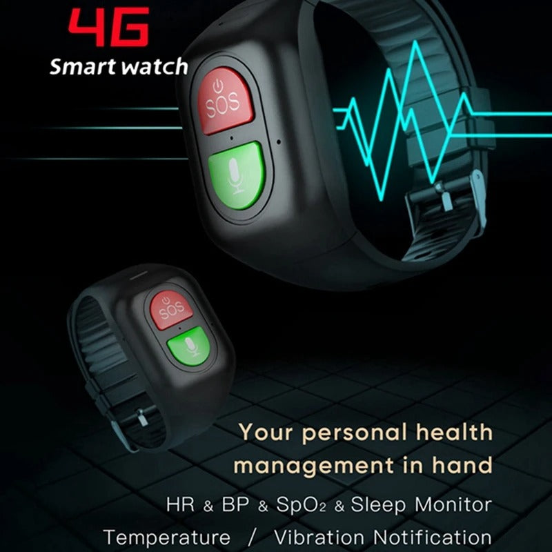 Montre GPS 4G pour Seniors - Suivi de Sécurité et Santé