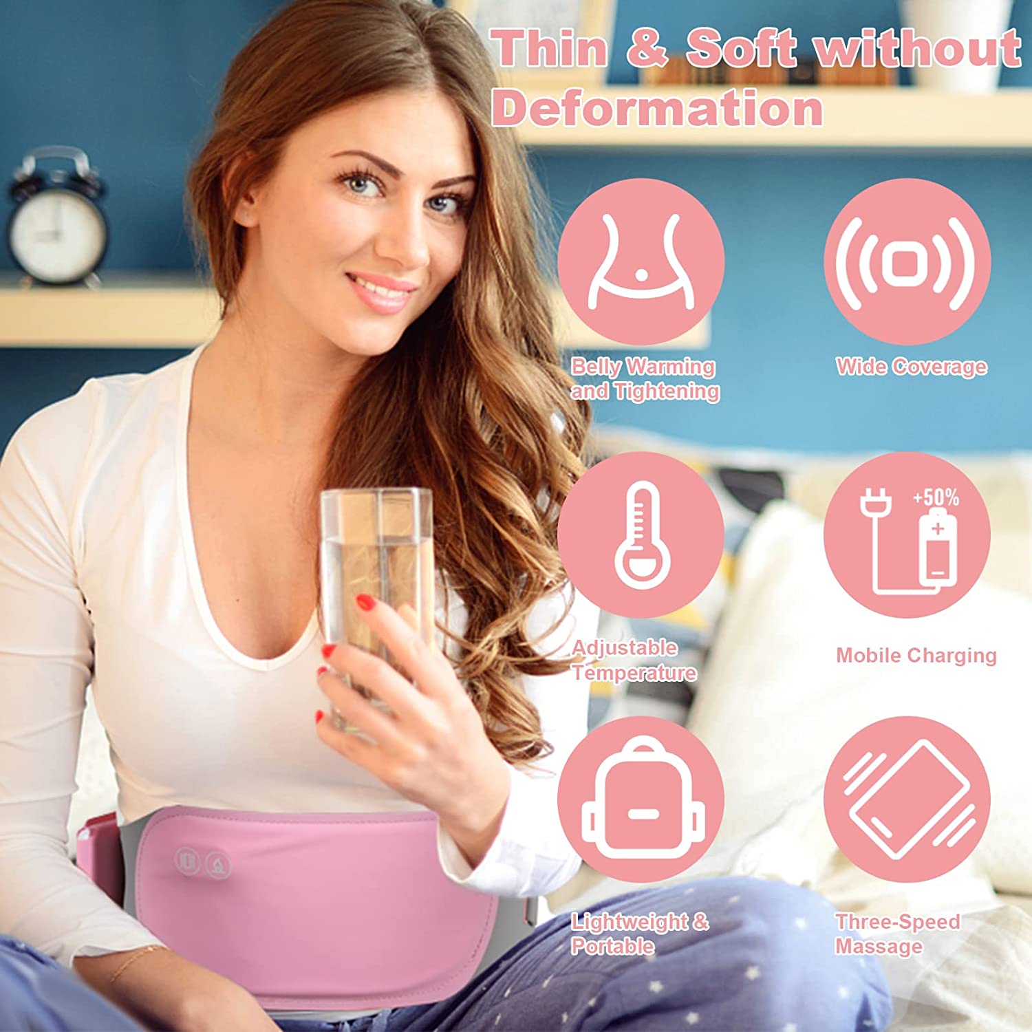 Coussin Chauffant Électrique Sans Fil - Soulagement Rapide des Crampes Menstruelles