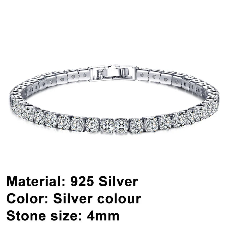 Bracelet de Tennis en Argent Sterling - Élégance Intemporelle avec Pierres Scintillantes