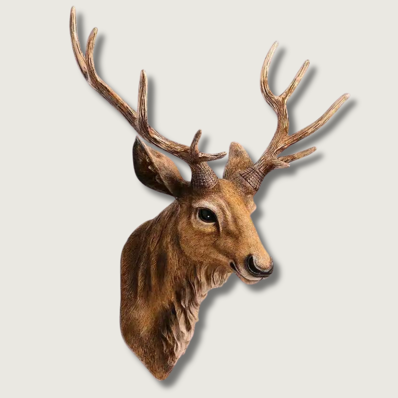 Décor Mural Tête de Cerf Faux - Art en Résine Fait Main Élégant