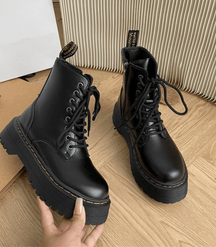 Bottes en Cuir à Semelle Épaisse - Style Urbain et Confort Ultime
