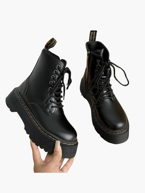 Bottes en Cuir à Semelle Épaisse - Style Urbain et Confort Ultime