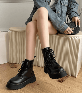 Bottes en Cuir à Semelle Épaisse - Style Urbain et Confort Ultime