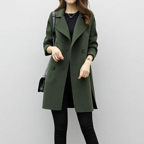 Manteau Long en Mélange de Laine - Coupe Ajustée pour l'Hiver et l'Automne