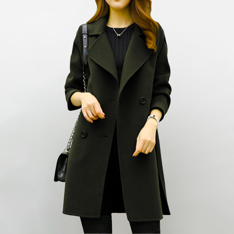 Manteau Long en Mélange de Laine - Coupe Ajustée pour l'Hiver et l'Automne
