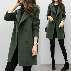 Manteau Long en Mélange de Laine - Coupe Ajustée pour l'Hiver et l'Automne