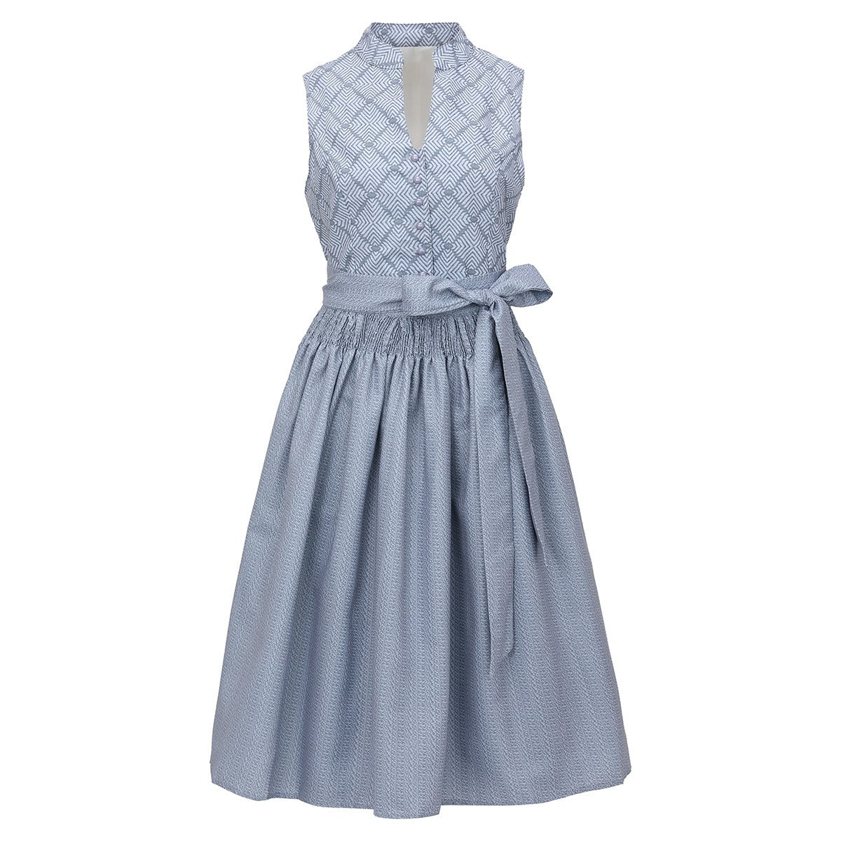 Robe Dirndl Grise Élégante - Style Traditionnel avec Tablier Assorti