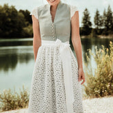 Dirndl Vert Élégant pour Oktoberfest - Tablier en Dentelle Florale Romantique
