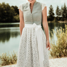 Dirndl Vert Élégant pour Oktoberfest - Tablier en Dentelle Florale Romantique