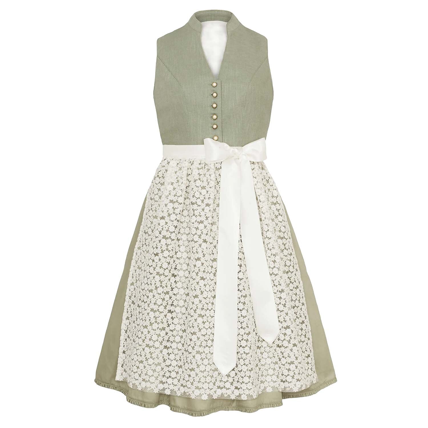 Dirndl Vert Élégant pour Oktoberfest - Tablier en Dentelle Florale Romantique