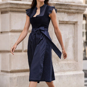 Robe Dirndl Bleu Marine Élégante - Style Traditionnel pour Oktoberfest