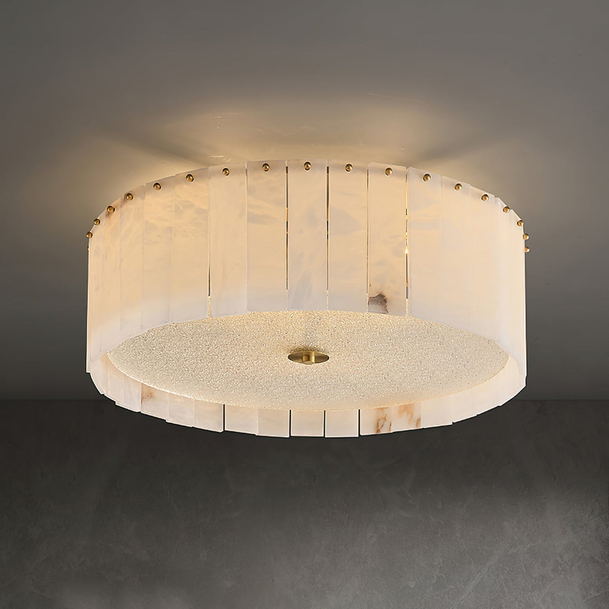 Lampe de Plafond en Albâtre - Élégance et Ambiance Chaleureuse