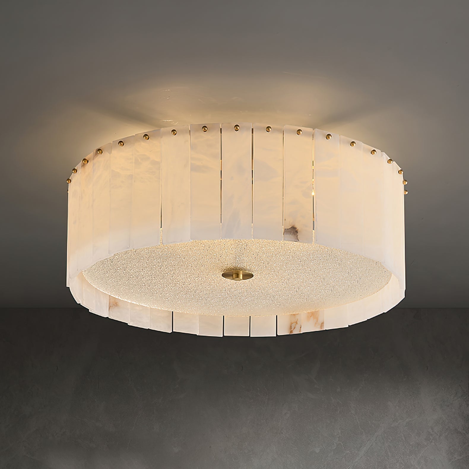 Lampe de Plafond en Albâtre - Élégance et Ambiance Chaleureuse