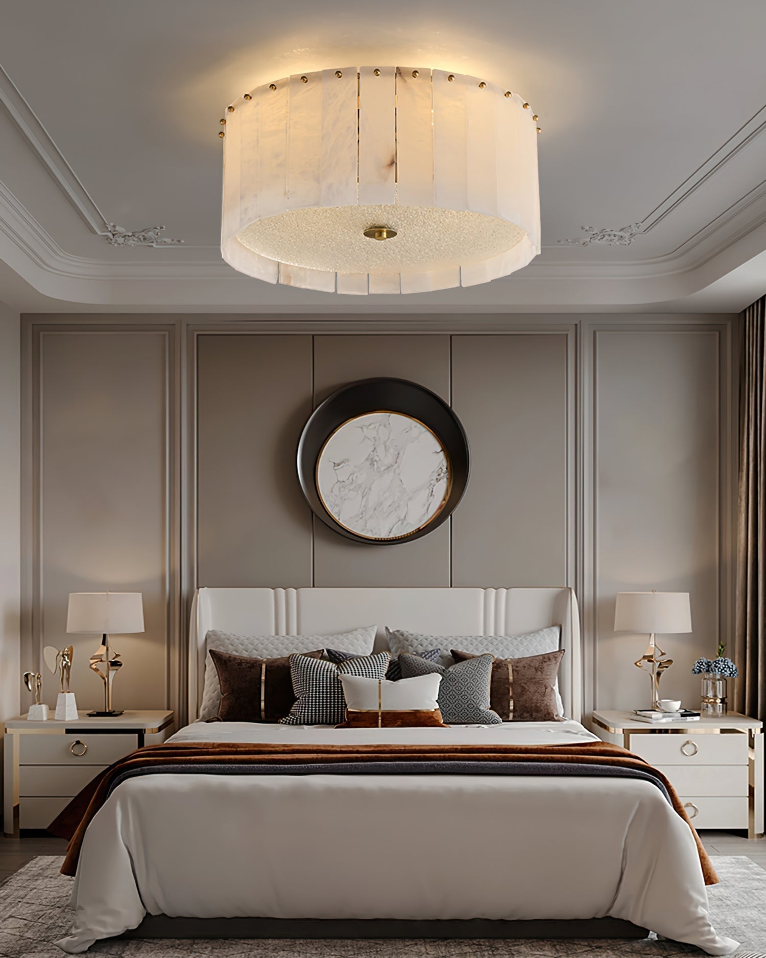 Lampe de Plafond en Albâtre - Élégance et Ambiance Chaleureuse