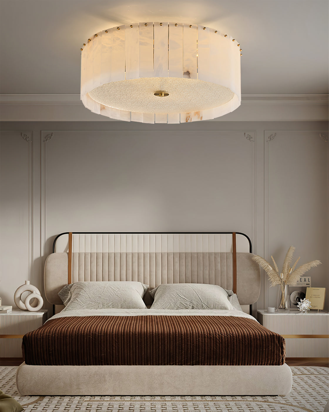 Lampe de Plafond en Albâtre - Élégance et Ambiance Chaleureuse