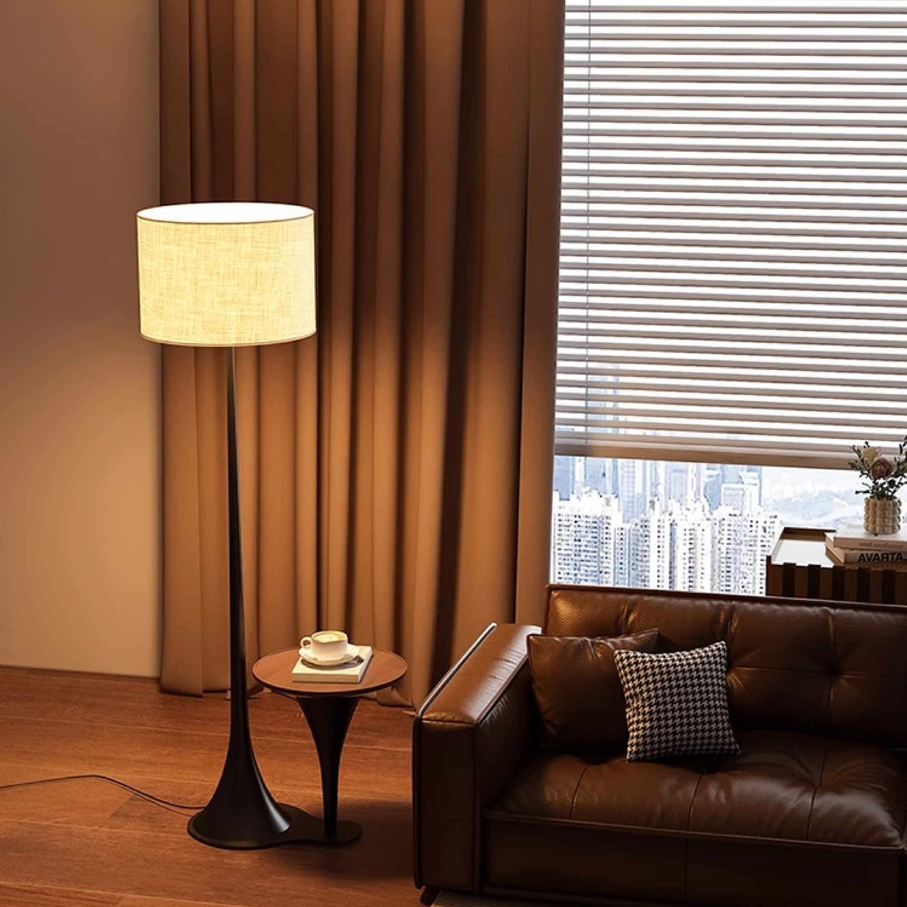 Lampe sur Pied en Soie - Élégance Contemporaine et Chaleur Accueillante
