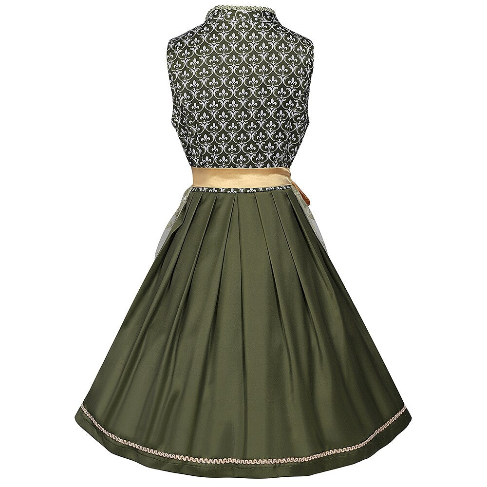 Robe dirndl verte brodée - Élégante avec Tablier Assorti