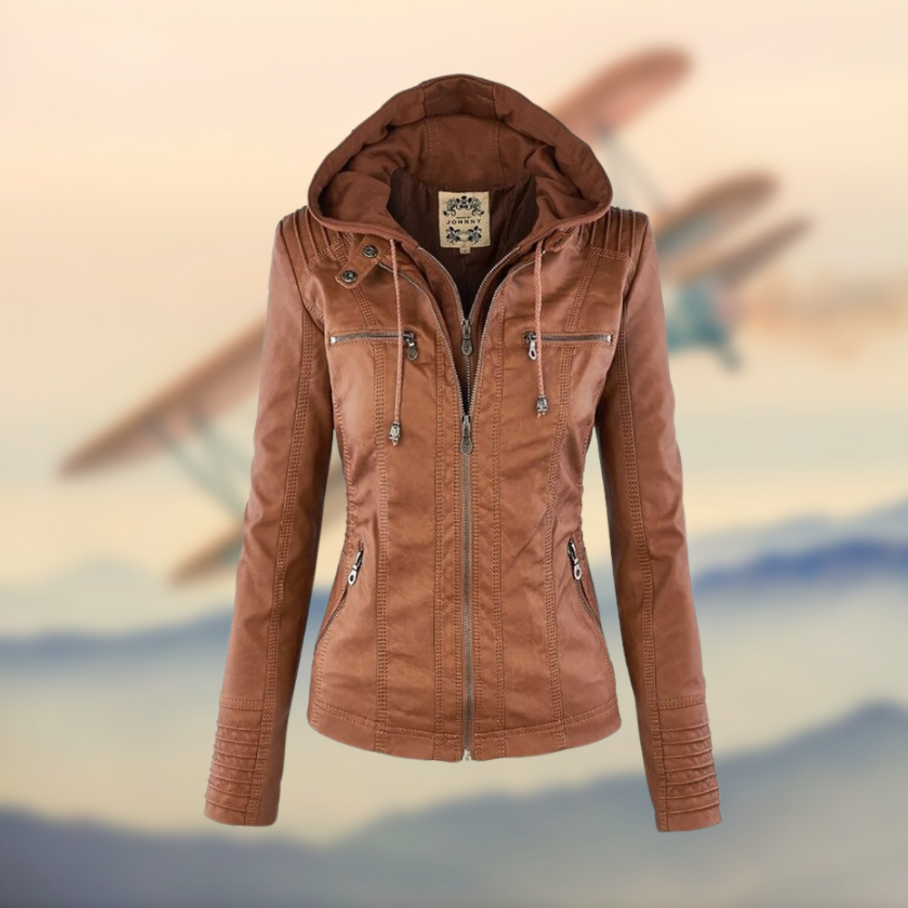 Veste en Cuir à Capuche pour Femmes - Élégante, Confortable et Fonctionnelle