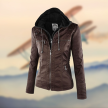 Veste en Cuir à Capuche pour Femmes - Élégante, Confortable et Fonctionnelle