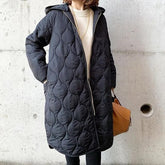 Manteau Long à Capuche Matelassé - Confort Léger et Style Moderne