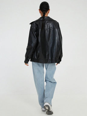 Veste Bomber en Cuir Oversize - Style Décontracté et Élégant pour Femmes