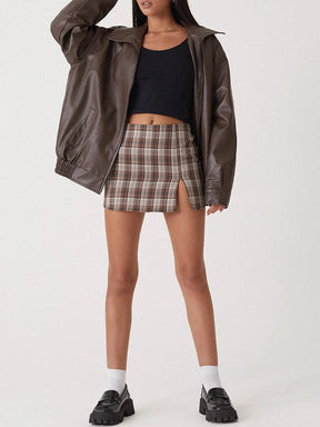 Veste Bomber en Cuir Oversize - Style Décontracté et Élégant pour Femmes