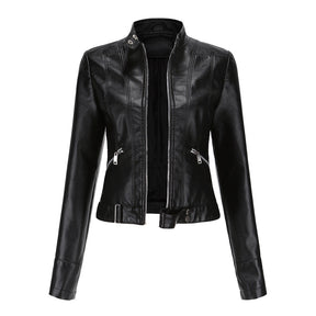 Veste en Cuir Ajustée pour Femmes - Élégance et Style Urbain Assuré