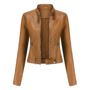 Veste en Cuir Ajustée pour Femmes - Élégance et Style Urbain Assuré