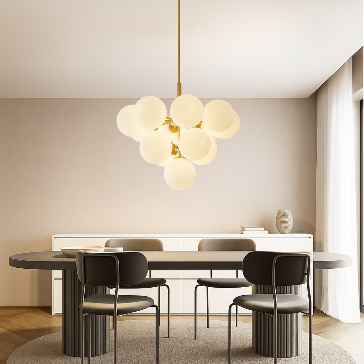 Lustre Scandinave en Verre - Design Élégant et Lumineux