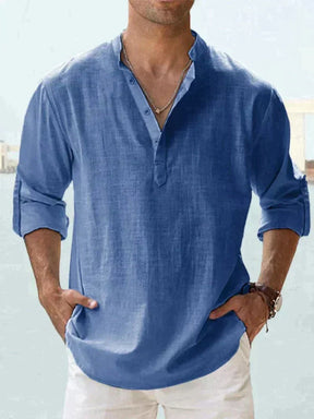 Chemise Longue Manche Élégante pour Homme - Confort en Lin et Style Décontracté