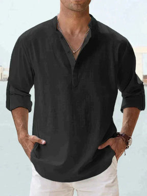 Chemise Longue Manche Élégante pour Homme - Confort en Lin et Style Décontracté