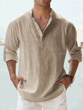 Chemise Longue Manche Élégante pour Homme - Confort en Lin et Style Décontracté
