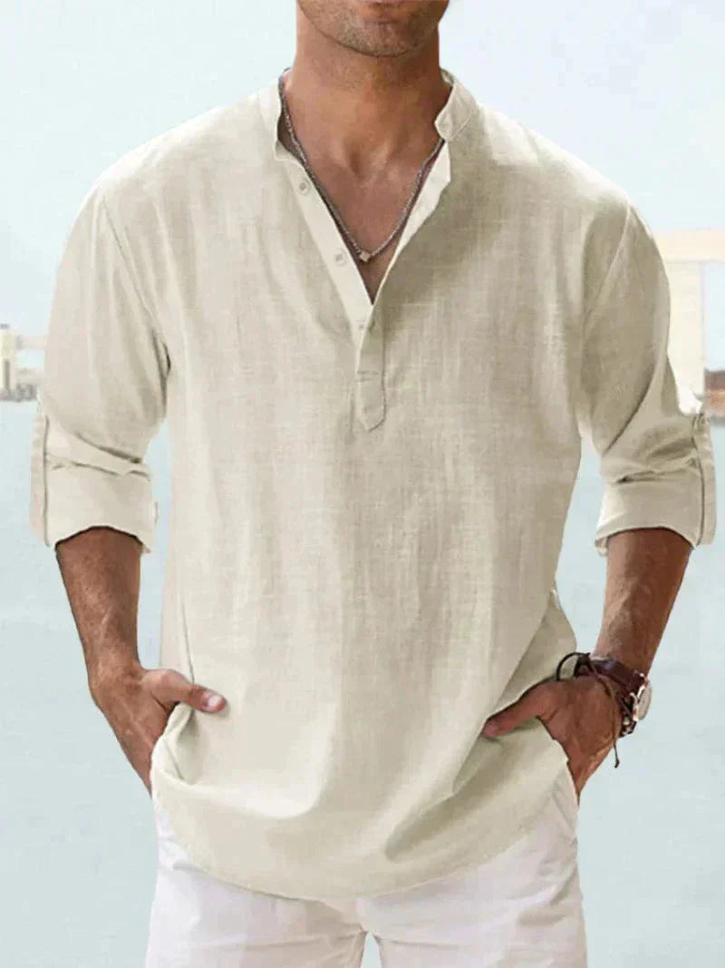 Chemise Longue Manche Élégante pour Homme - Confort en Lin et Style Décontracté