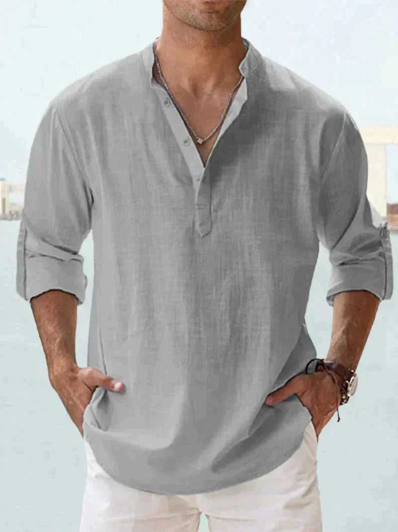 Chemise Longue Manche Élégante pour Homme - Confort en Lin et Style Décontracté