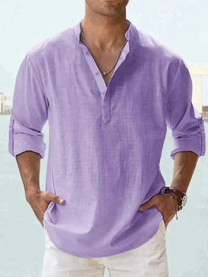 Chemise Longue Manche Élégante pour Homme - Confort en Lin et Style Décontracté