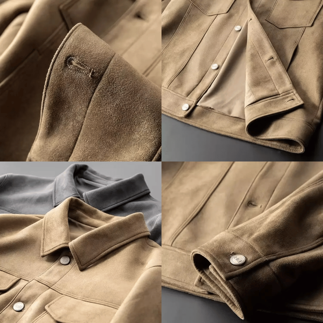 Veste Élégante en Daim pour Homme - Style Moderne et Polyvalent