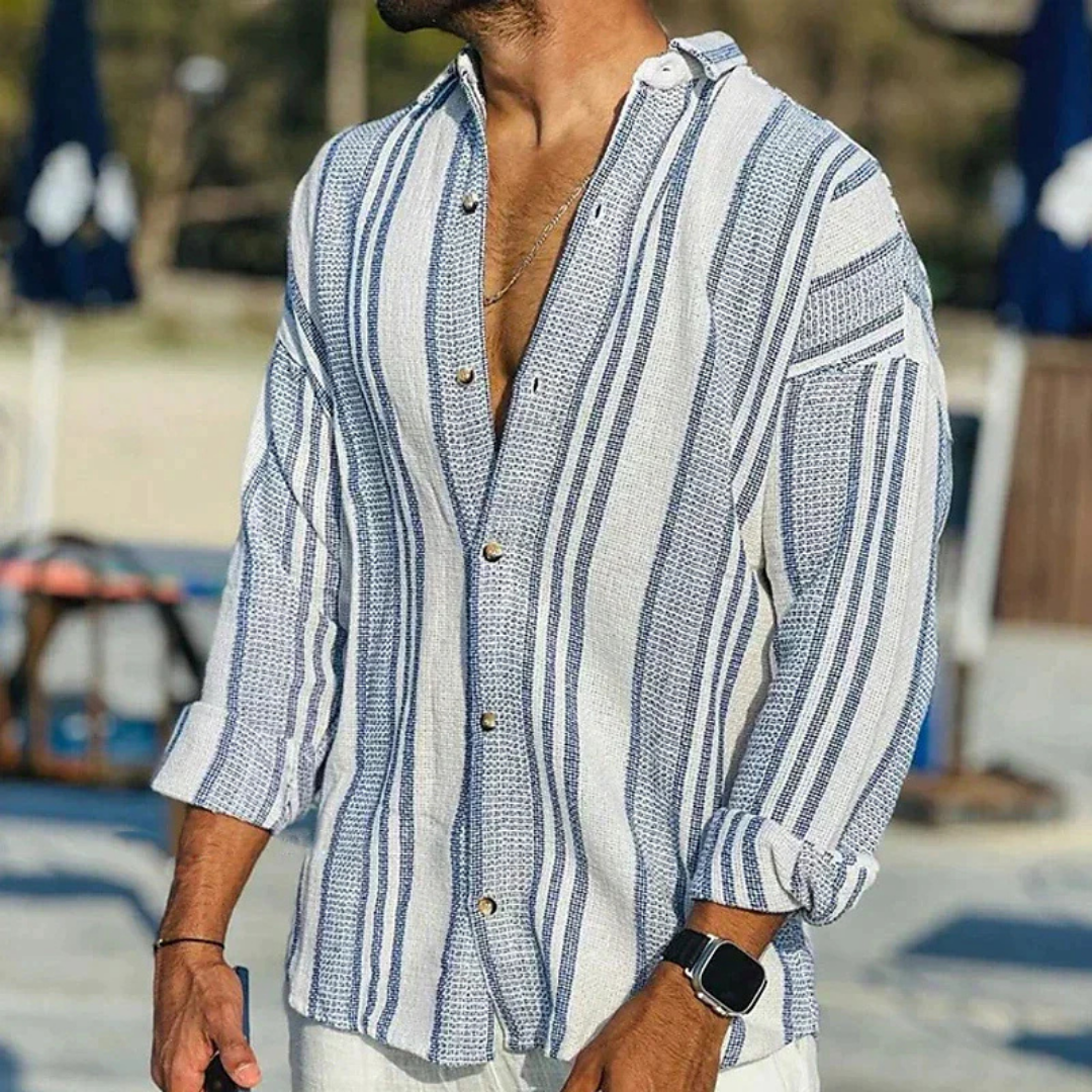 Chemise en Duvet Rayée pour Hommes - Style Classique et Chaleur Élevée