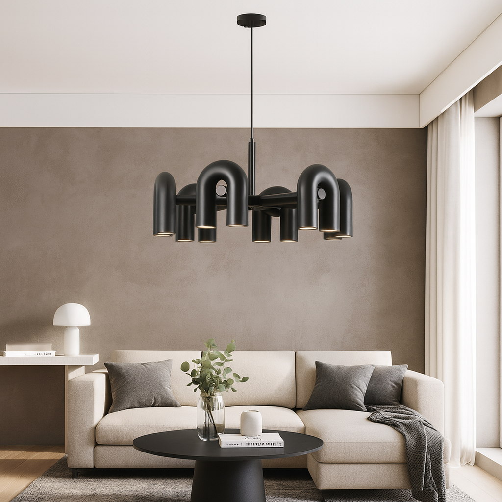 Lustre Bauhaus Moderne avec Éclairage LED - Design Géométrique et Ambiance Chaleureuse